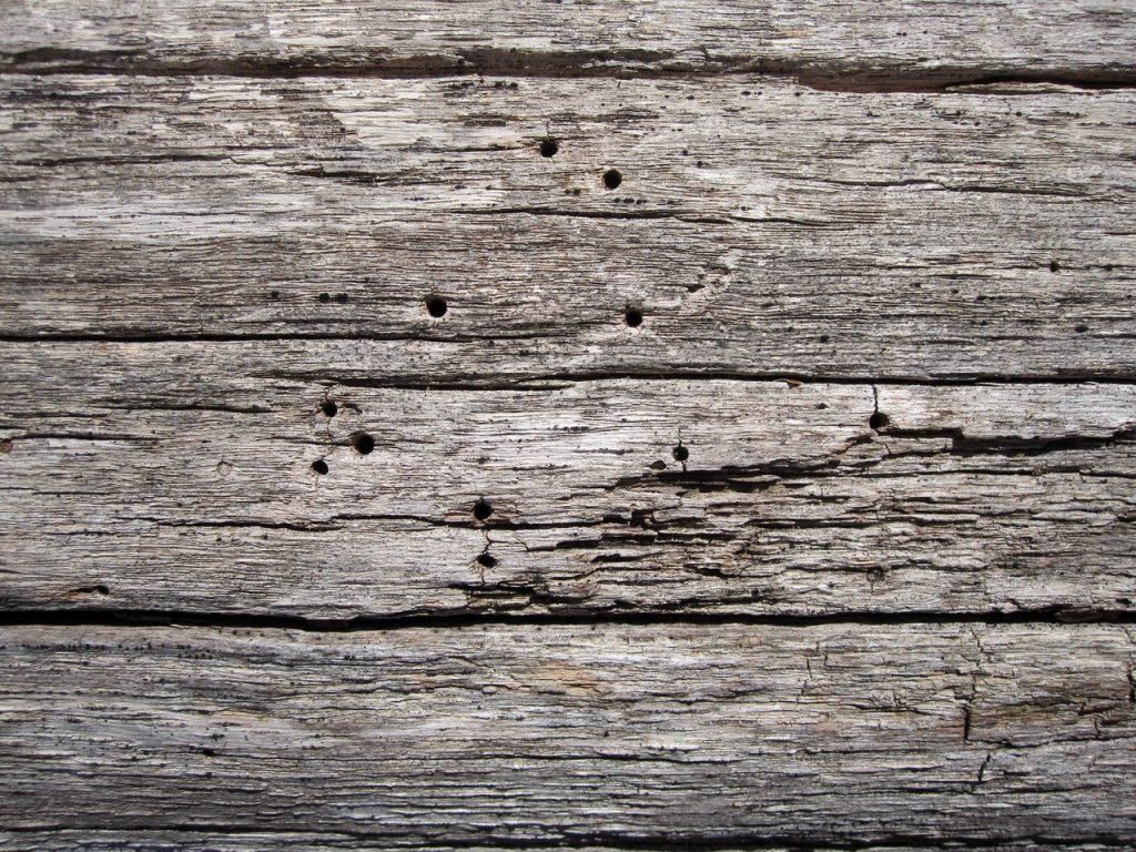 Four wooden planks with small holes